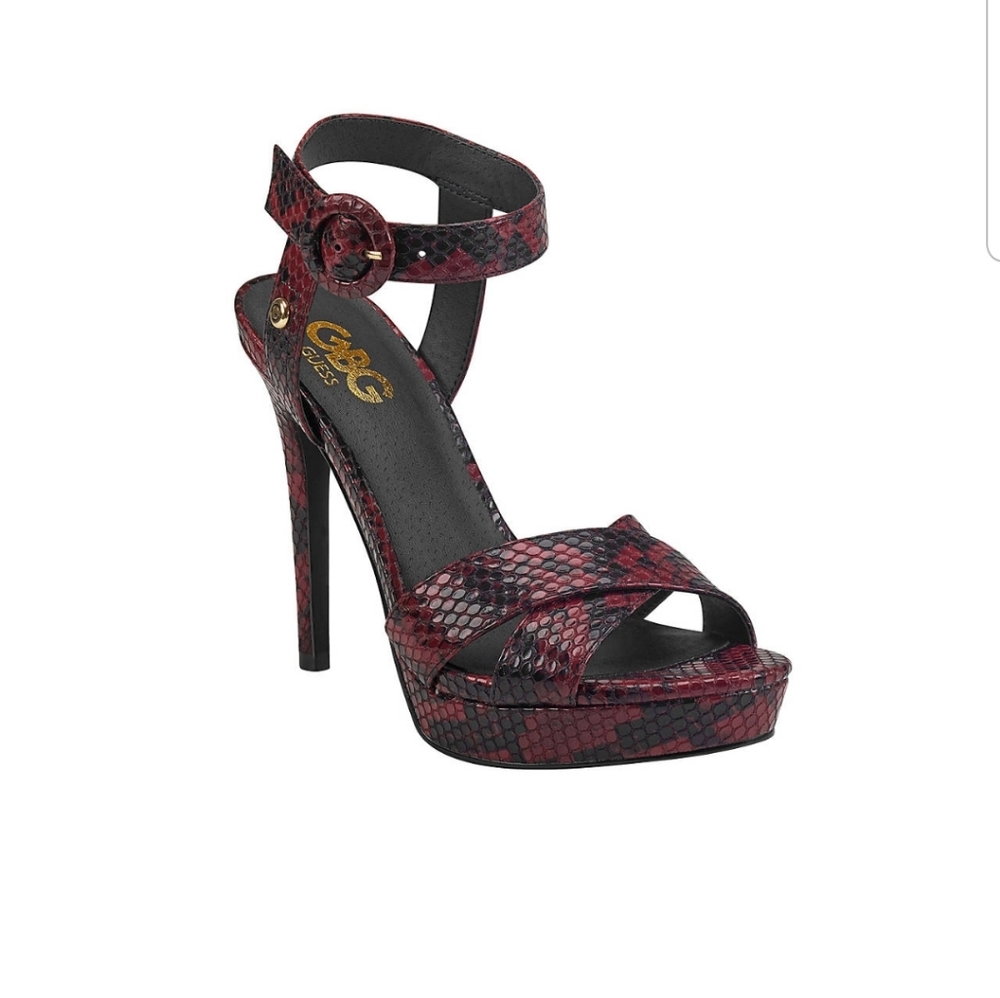 Guess Red Snake Skin Stilettos